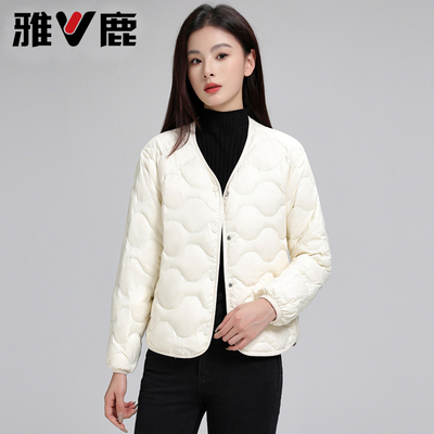 休闲短款V领时尚羽绒服女
