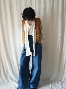 本期bi入 梨型天菜走路带风水洗蓝带腰带阔腿牛仔裤