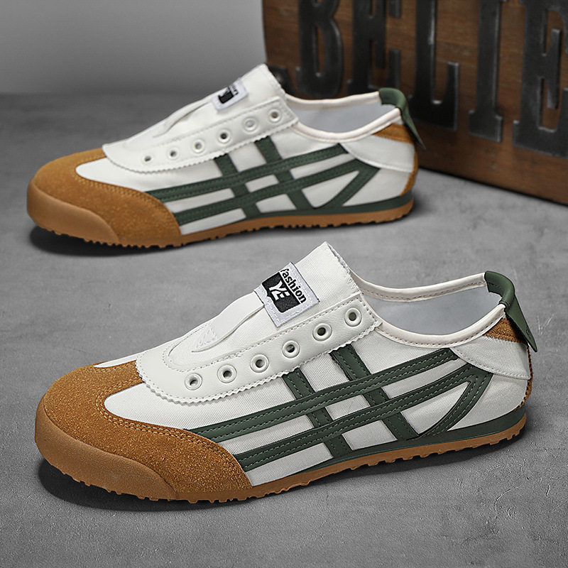 夏季薄款帆布鞋男潮流套脚阿甘鞋时尚百搭休闲运动鞋男款懒人鞋子