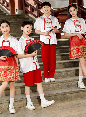 六一儿童中国风合唱演出服小学生毕业班服幼儿园朗诵比赛表演套装