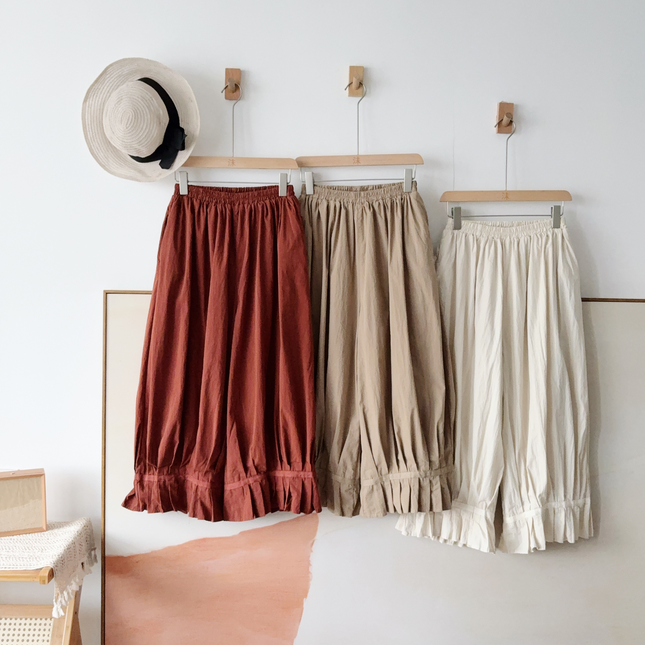 花苞裤 熊姑娘日系松紧腰裤腿拼花边柔软内衬加绒休闲裤06591078