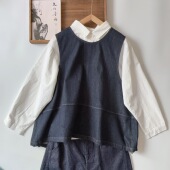 小众背心叠穿B备 圆领套头宽松无袖 牛仔马甲 2026新日系拼接设计款