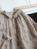 2023秋新 法式 复古碎花衬衫 初见沫森女系宽松麻料上衣女MW53221