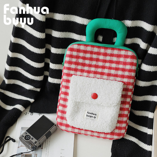 梵花不语毛呢格子平板保护收纳包