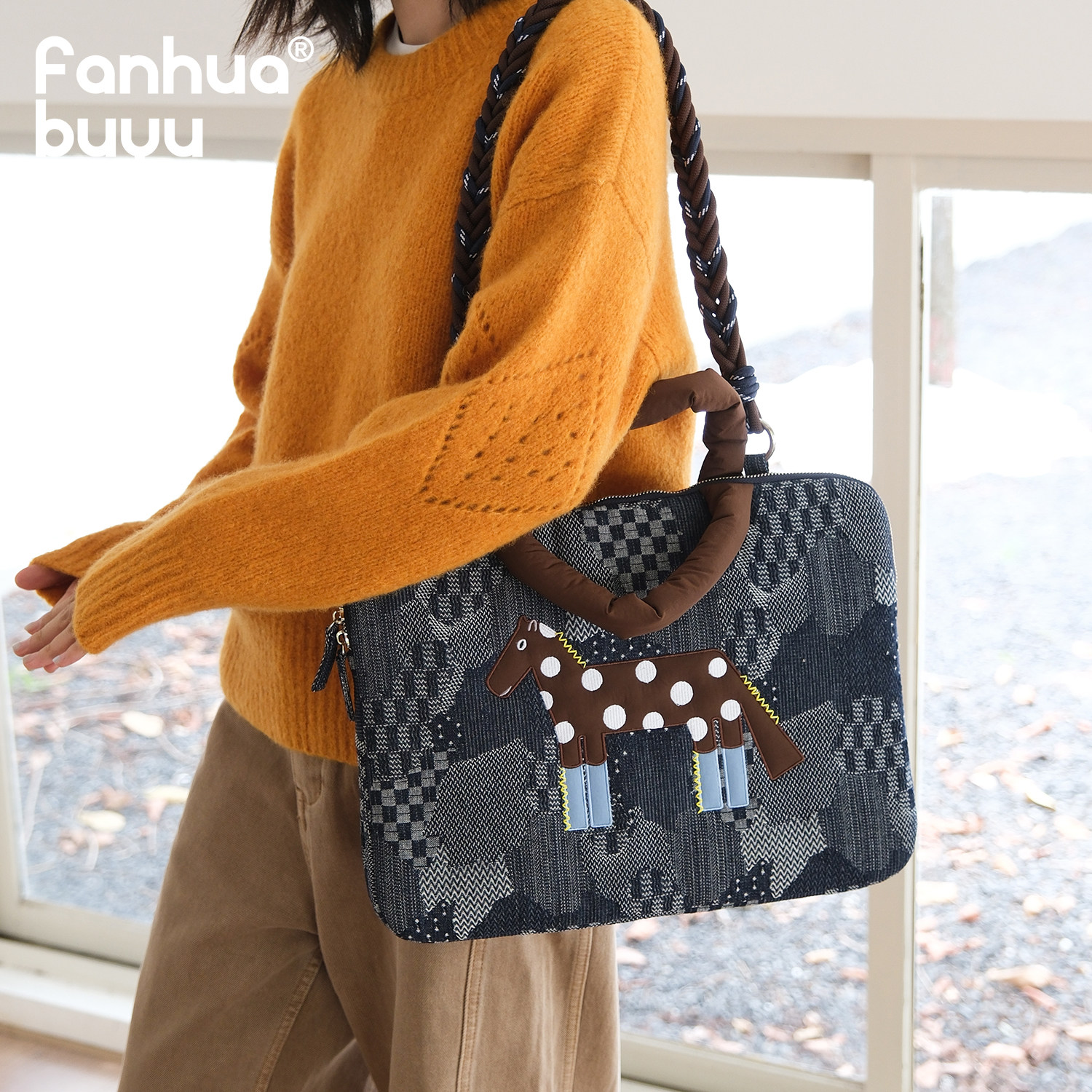 梵花不语小马笔记本电脑包通勤14/16寸高颜值手提可单肩电脑包女