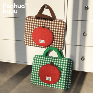 梵花不语可爱苹果手提笔记本电脑包14寸便携手提包女适用苹果小米华为防震保护包平板收纳包