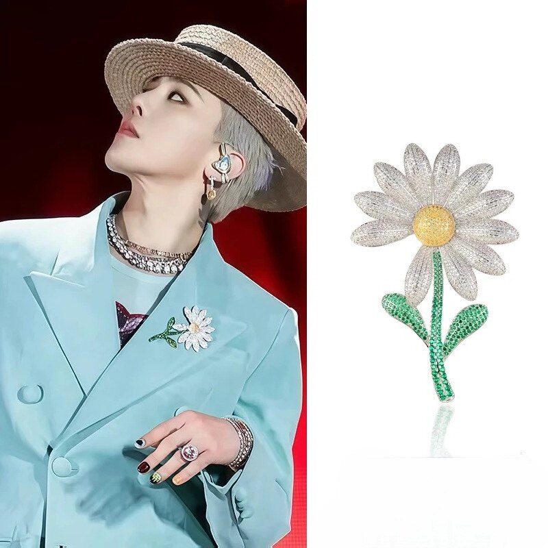 高级感权志龙同款水钻雏菊太阳花胸针清新简约百搭衣服别针配饰品
