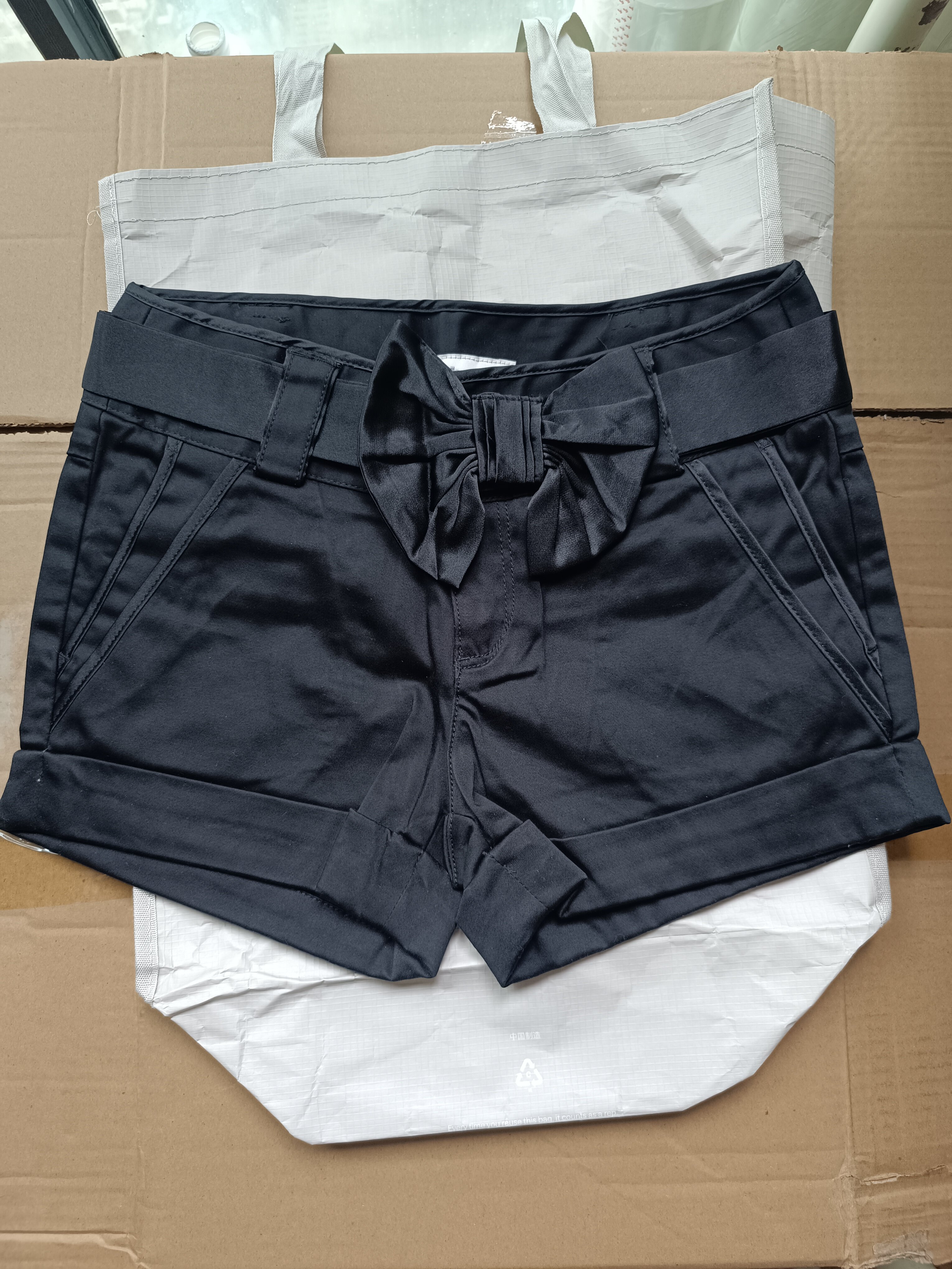 女都市时尚短裤夏季热裤黑色棉裤