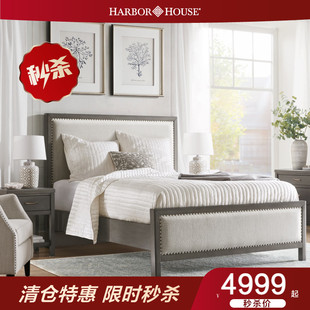 实木床家具卧室1米5软包床1米8双人主卧大床 HarborHouse现代美式
