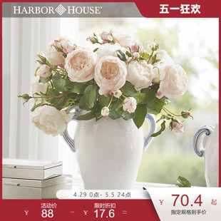 饰 Harbor 美式 House 三叉仿真玫瑰花 客厅卧室花艺家居饰品装