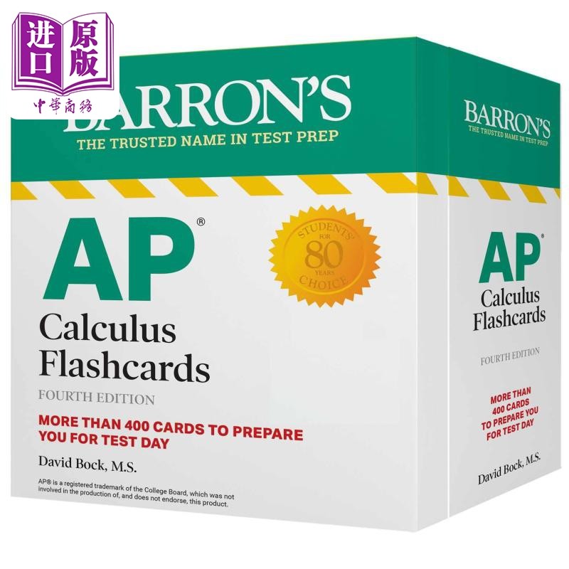 进口原版 *新版巴朗AP Calculus Flashcards Fourth Edition (Barron's Test Prep) AP微积分卡片 第四版 （巴朗考   Barron’s Ed