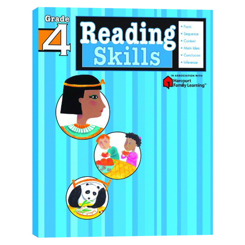 进口原版 Flash Kids 小学英语阅读技巧4年级 英文原版 Reading Skills Grade 4 小学家庭英文学习练习册 Harcourt Family Lear