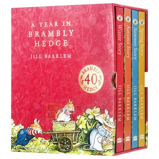 进口原版 野蔷薇村的一年4册精装礼盒装 英文原版 A Year in Brambly Hedge 英国田园画风 野蔷薇村的故事 进口英语童话故事书