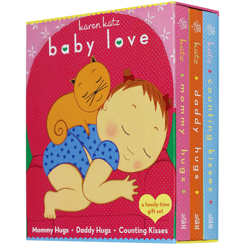进口原版 英文原版绘本daddy mommy hug Counting Kisses爸爸抱妈妈抱抱 数几个吻 Karen Katz 亲子系列3本盒装 英文版正版进口