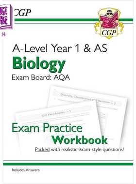 进口原版 *英国CGP A-Level Biology: AQA Year 1 & AS Exam Practice Workbook - includes Answers   CGP books
