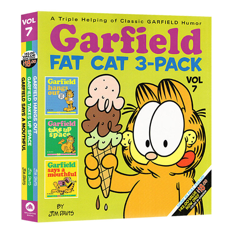 进口原版 加菲猫漫画三合一合订本7 英文原版 Garfield Fat Cat 3 Pack 7 全英文版 Jim Davis 进口原版英语书籍   Ballantine