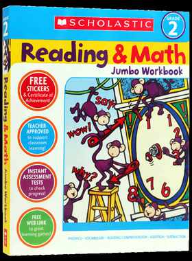 进口原版 学乐二年级英语阅读与数学练习册 英文原版教材 Scholastic Reading Math Jumbo Workbook Grade 2 英文版进口原版英