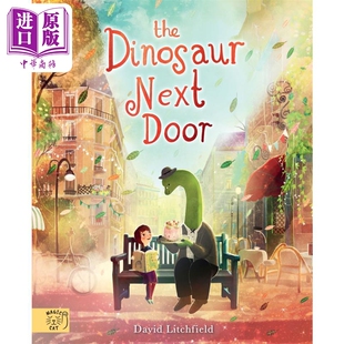 英文原版 cat 动物故事图画书 Dinosaur 进口原版 The 儿童绘本 Next 隔壁 David 恐龙邻居 magic 精品绘本 Litchfield Door