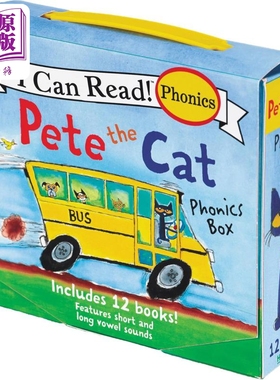 进口原版 *皮特猫自然拼读盒装12册 Pete the Cat 12-Book Phonics Fun 英文原版 儿童绘本图画书 拼音学习 趣味拼   Harper Colli