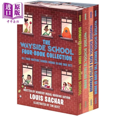 进口原版 *歪歪路小学4册全套盒装 新版 The Wayside School 4-Book Box Set 英文原版 儿童插图故事书 小初文学 8-   Harper Coll
