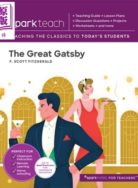 进口原版 *Sparkteach系列 了不起的盖茨比 英文原版 Sparkteach The Great Gatsby Francis Scott Key Fitzgerald   Sparknotes