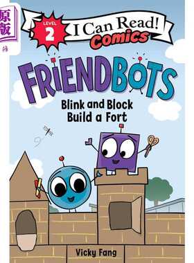 进口原版 *我可以读2级漫画版 形状朋友建城堡 Friendbots Blink and Block Build a Fort 英文原版 儿童分级阅读    Harper Colli