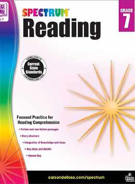 进口原版 *美国新课标教辅 光谱练习册阅读系列7年级 Carson Dellosa Spectrum Reading Workbook Grade 7 英文原版   Carson Dell