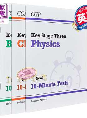 进口原版 *CGP KS3 Science 10-Min Tests Complete:Biology,Chemistry,Physics 初中 科学10分钟测试包 生物 化学    CGP
