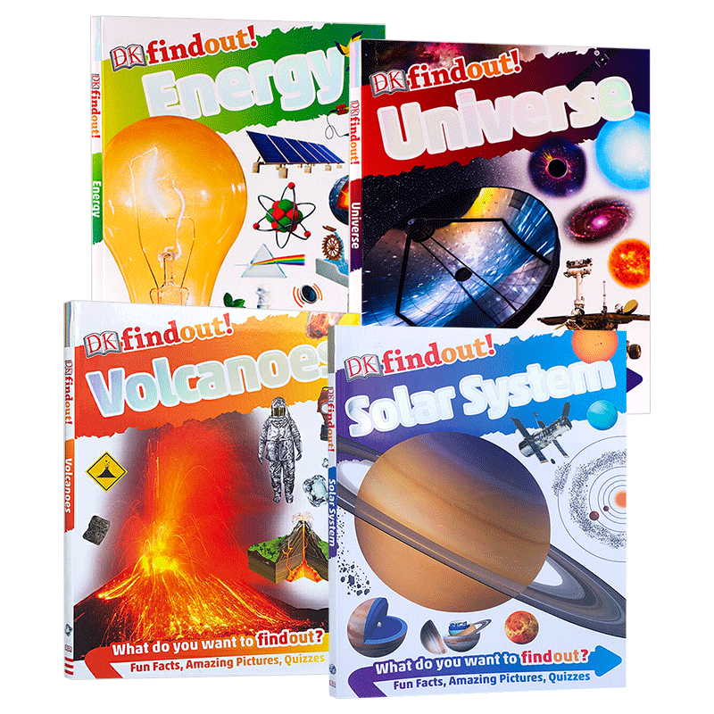 进口原版 DK小发现百科4册 太阳系 火山 能源 宇宙 DKfindout Solar System Volcanoes Energy Universe英文原版 小科学馆系列