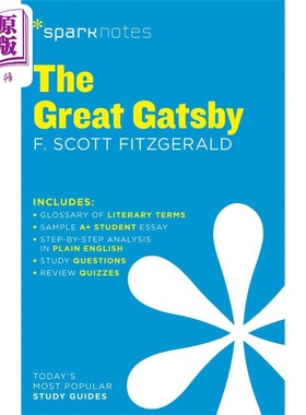 进口原版 *Sparknotes 文学指南 了不起的盖茨比 菲茨杰拉德 英文原版 The Great Gatsby Sparknotes F Scott Fitzg   Sparknotes