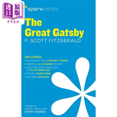 进口原版 *Sparknotes 文学指南 了不起的盖茨比 菲茨杰拉德 英文原版 The Great Gatsby Sparknotes F Scott Fitzg   Sparknotes