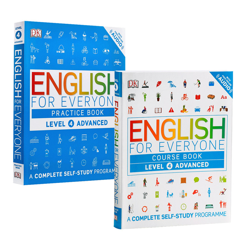 进口原版 *DK English for Everyone Course Practice Book Level 4 Advanced 人人学英语4课本+练习册英文原版语言   DK