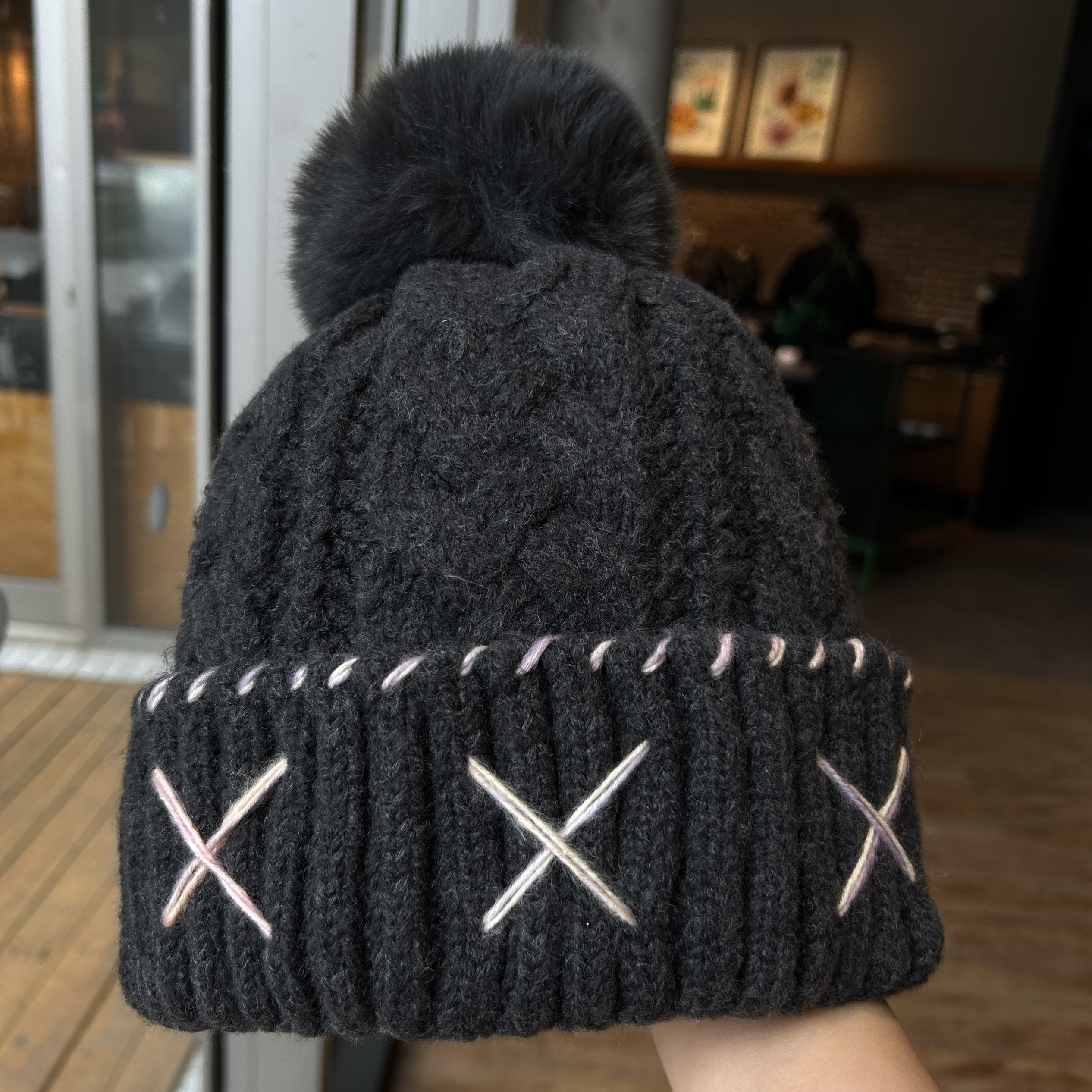 秋冬针织帽子女款加绒加厚保暖冷帽百搭护耳宽松大头围毛球毛线帽