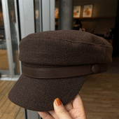 韩国气质简约画家帽复古英伦报童帽白色百搭八角帽时尚 毛呢贝雷帽