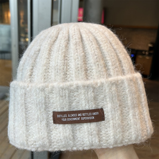 帽子女秋冬毛线帽加厚保暖字母休闲百搭减龄显脸小针织帽男