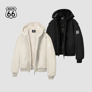 66号公路/route66冬季座山雕外套男加厚毛领棉服潮流工装棉衣棉袄