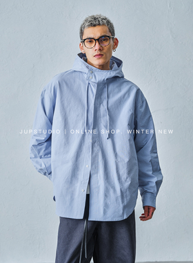 JUPSTUDIO老钱风连帽夹克男宽松长袖薄款外套春秋百搭休闲上衣