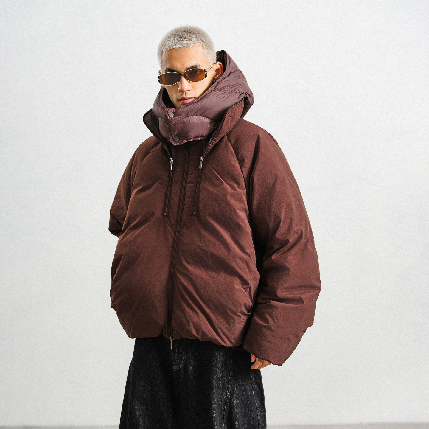 JUPSTUDIO可拆连帽拉链羽绒服男冬季厚款宽松休闲保暖防寒服外套