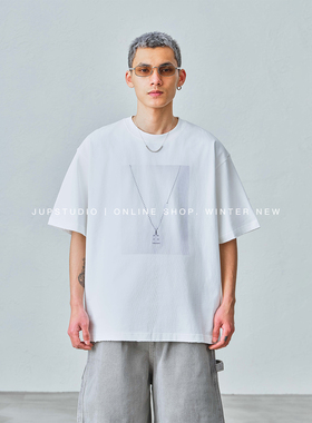 JUPSTUDIO美式休闲纯棉印花短袖T恤宽松圆领男装百搭潮牌上衣