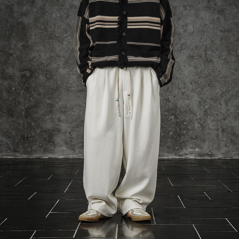 JUP简约宽松日系纯色休闲裤男春秋季新款直筒抽绳运动潮牌长裤子