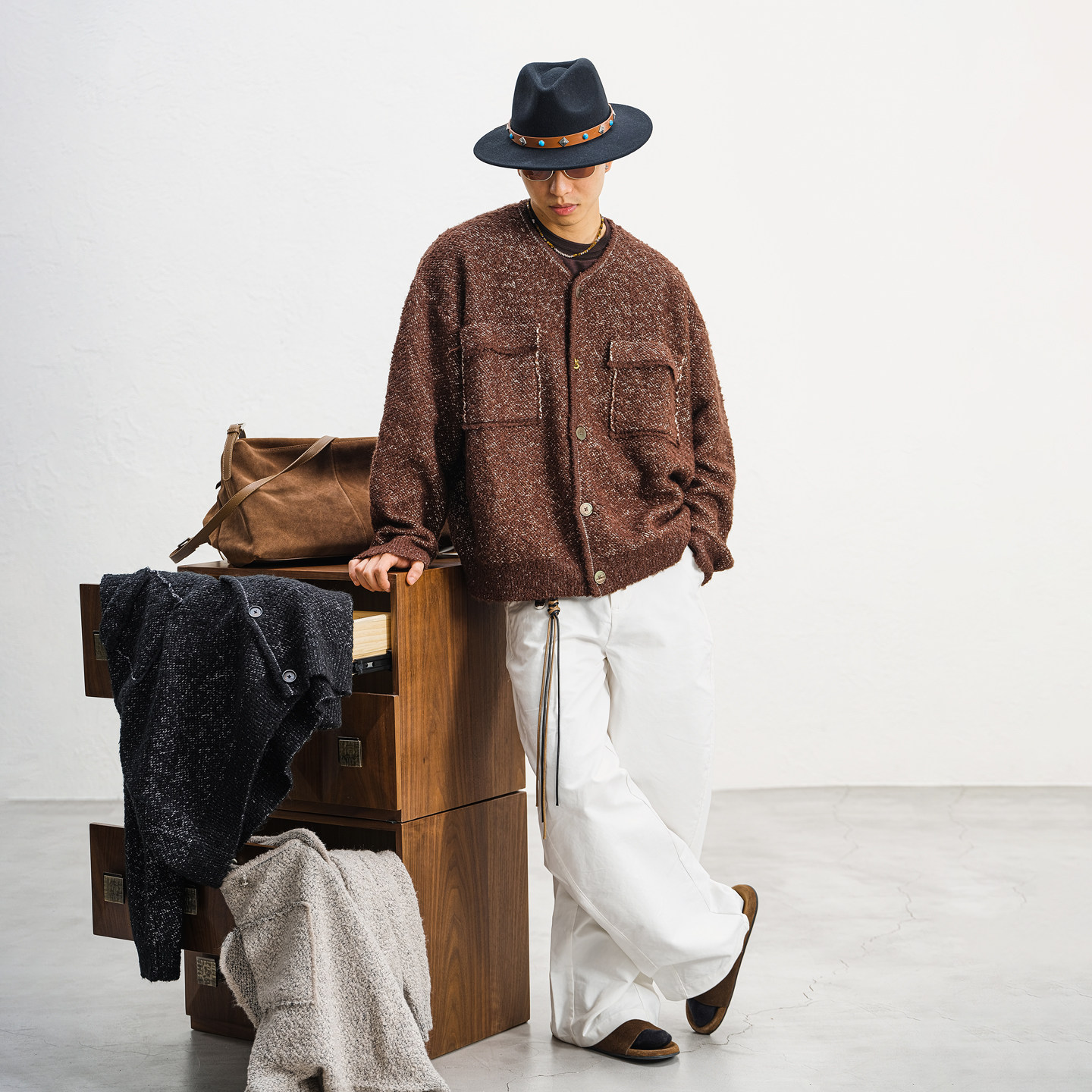 JUPSTUDIO慵懒风毛绒开衫毛衣男