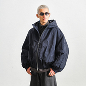 JUPSTUDIO时尚 保暖宽松休闲风双拉链外套 白鹅绒连帽羽绒服男冬季