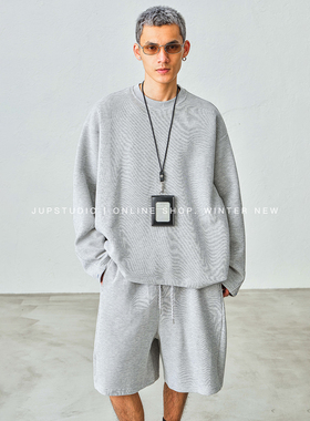 JUPSTUDIO极简风宽松套头卫衣男灰色休闲简约慵懒松弛感上衣