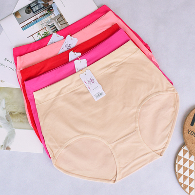 全棉纯色高腰特大码胖人三角裤