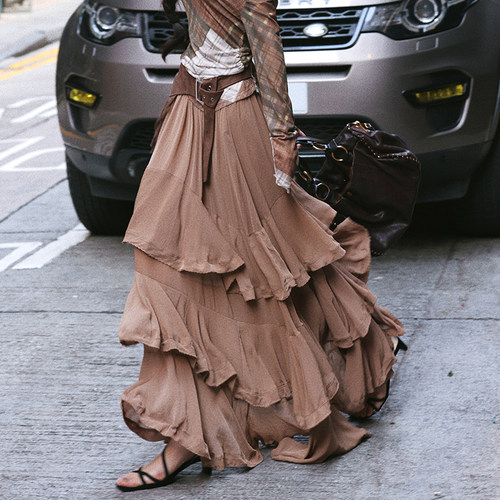 AZure温柔风复古荷叶蛋糕半身裙