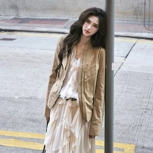 AZure法式复古修身西装短风衣