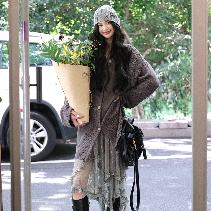 AZure温柔风复古针织衫毛衣开衫