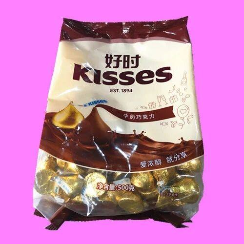 正品好时巧克力kiss之吻纸条水滴形散装结婚喜糖500g袋装约105颗