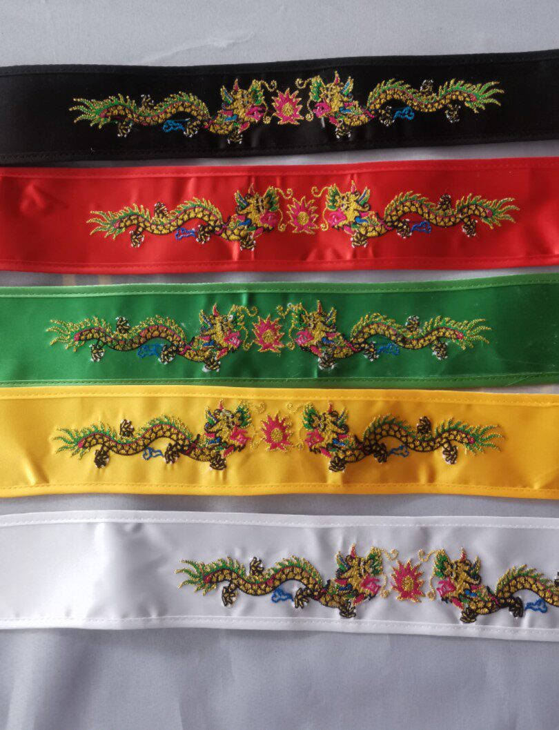 乩童头令五色双龙刺绣跳神袍头令五营绣龙头扎定制