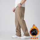 加绒休闲裤 男直筒耐磨保暖加厚裤 大码 纯色百搭长裤 子纯棉 下装 冬装